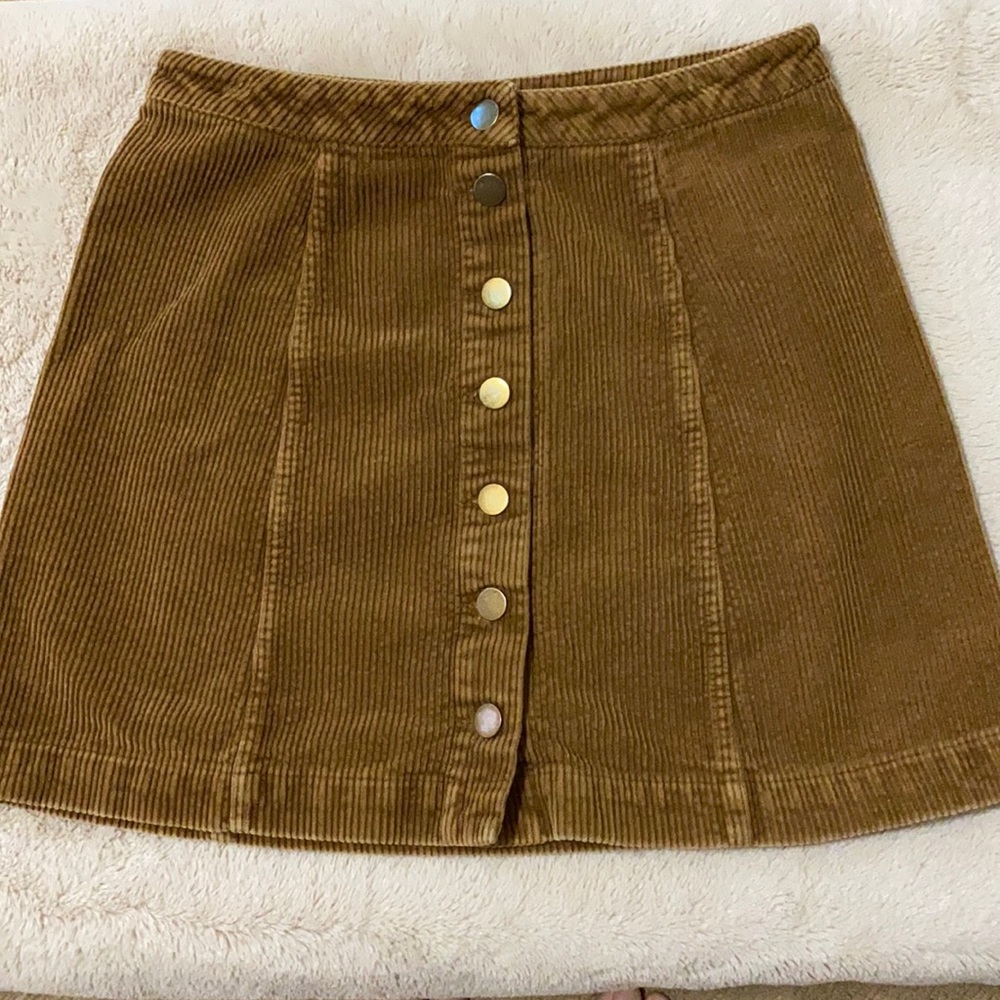 Corduroy Button Front Skirt